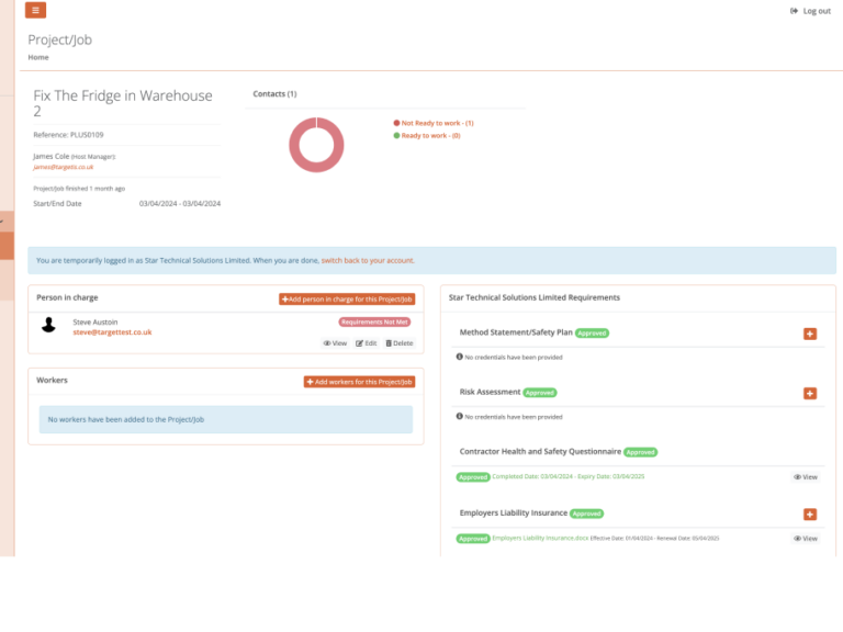 Heresafe project dashboard